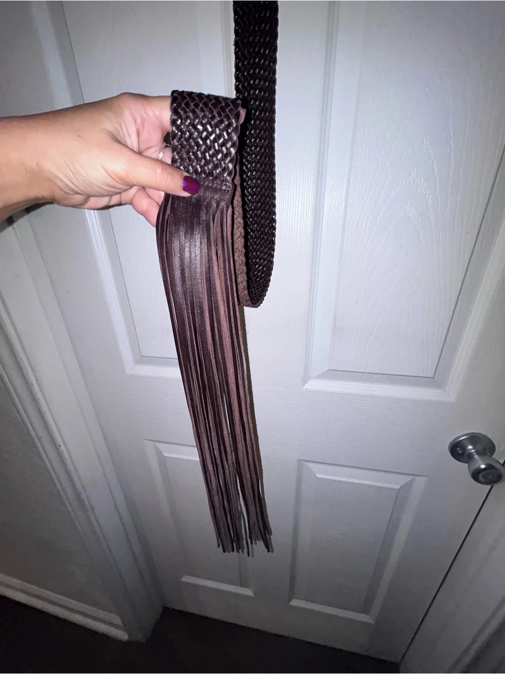 WOW - Vintage Y2K J. Crew Braided Leather Fringe Belt - Dark Brown